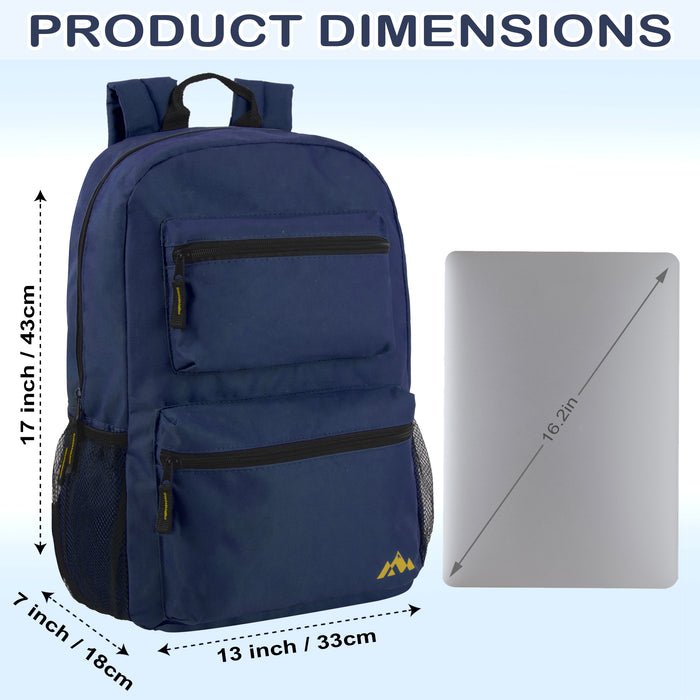 17-Inch Double Front Pocket Backpack - 4 Colors - BagsInBulk.com