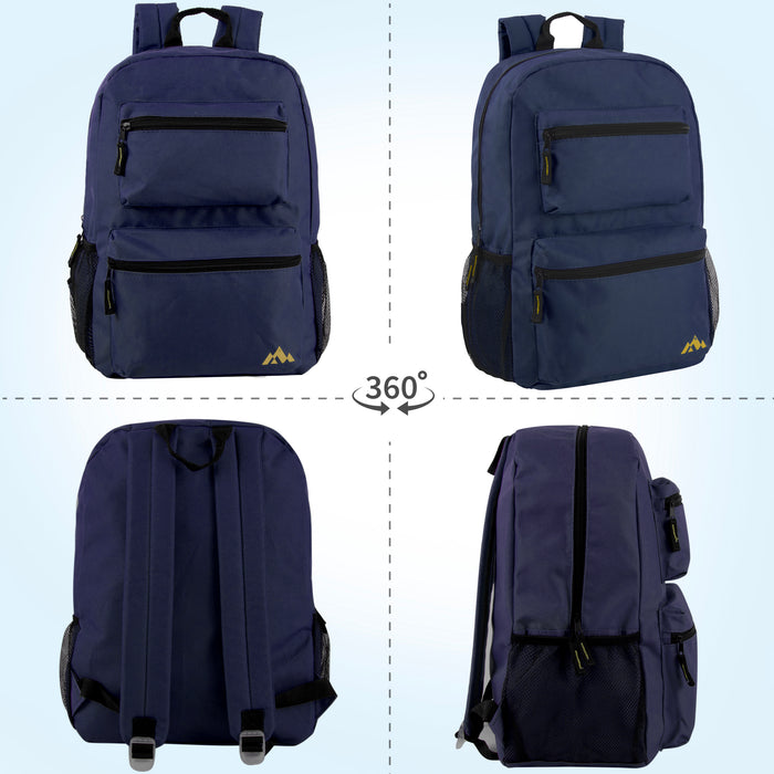 17-Inch Double Front Pocket Backpack - 4 Colors - BagsInBulk.com