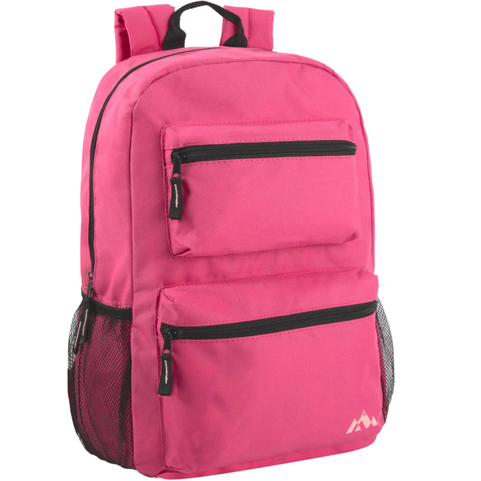 17-Inch Double Front Pocket Backpack - 3 Pastel Colors - BagsInBulk.com