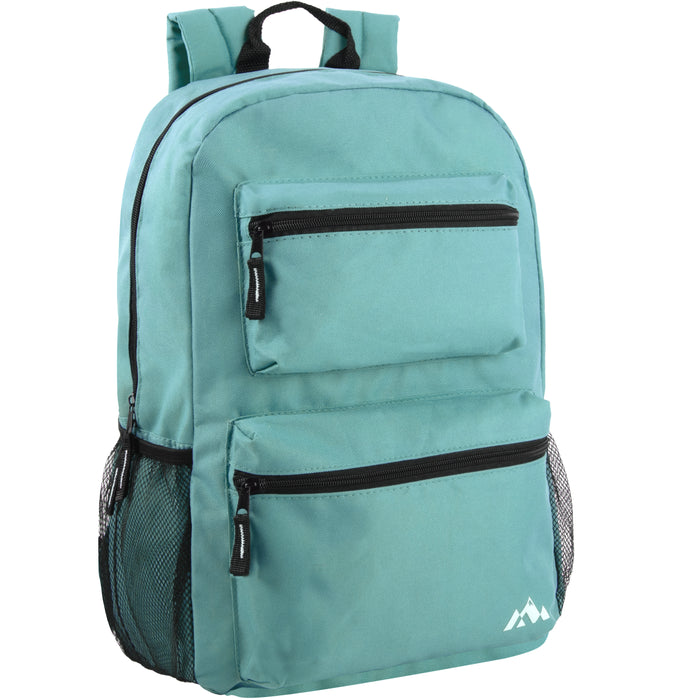 17-Inch Double Front Pocket Backpack - 3 Pastel Colors - BagsInBulk.com