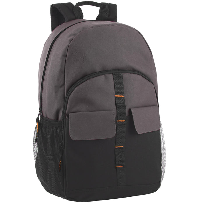 18-Inch Double Flap Daisy Chain Backpack - 3 Dark Colors - BagsInBulk.com