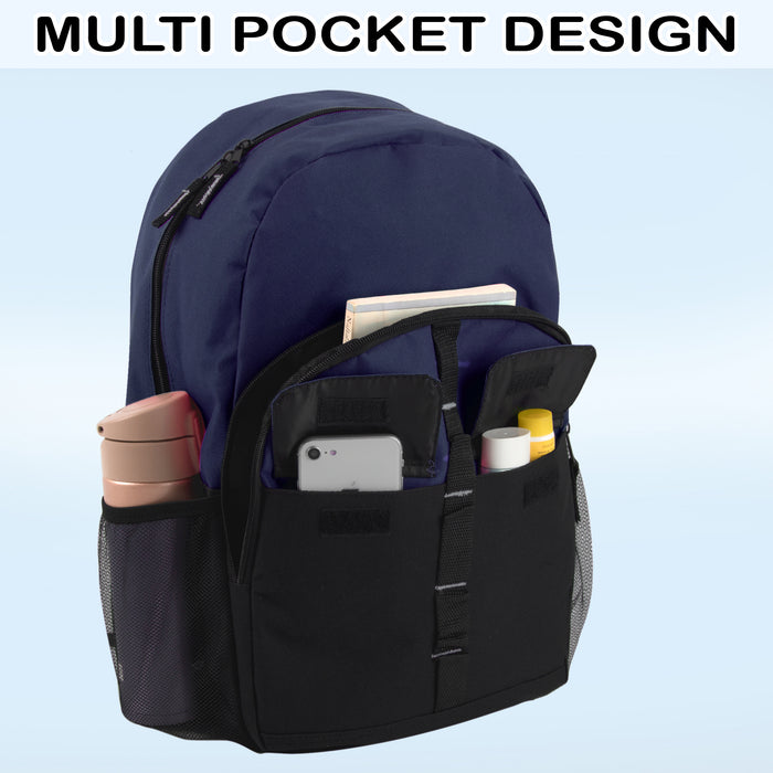 18-Inch Double Flap Daisy Chain Backpack - 3 Dark Colors - BagsInBulk.com