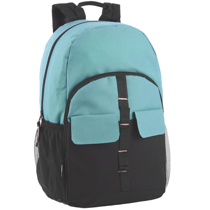 18-Inch Double Flap Daisy Chain Backpack - 3 Pastel Colors - BagsInBulk.com