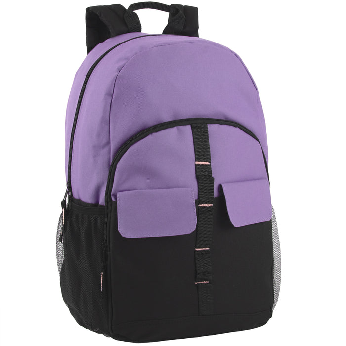 18-Inch Double Flap Daisy Chain Backpack - 3 Pastel Colors - BagsInBulk.com