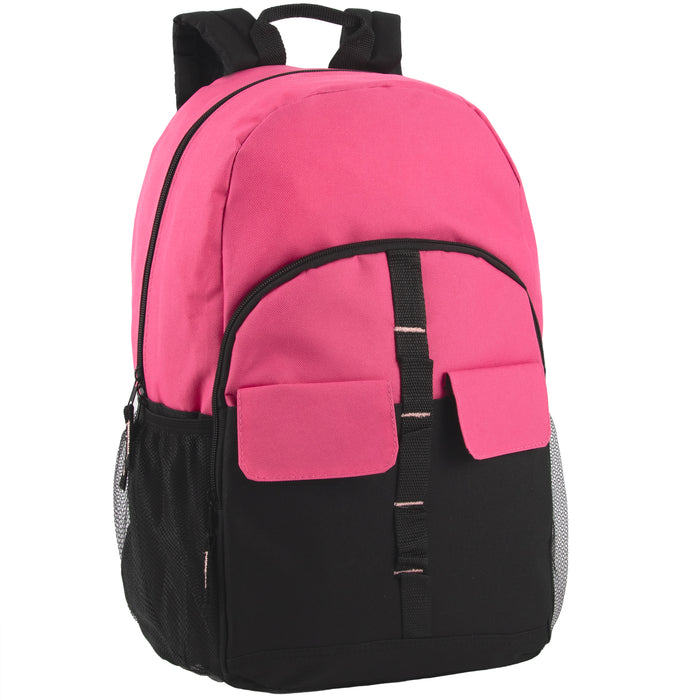 18-Inch Double Flap Daisy Chain Backpack - 3 Pastel Colors - BagsInBulk.com