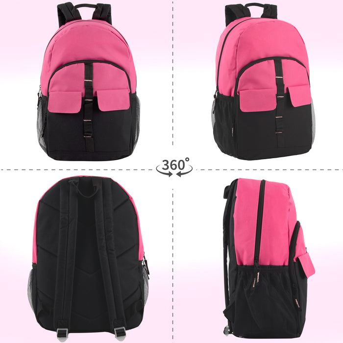 18-Inch Double Flap Daisy Chain Backpack - 3 Pastel Colors - BagsInBulk.com