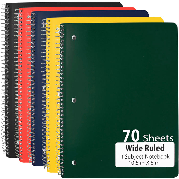 1 Subject Spiral Notebook Wide Ruled 70 Sheets - BagsInBulk.com