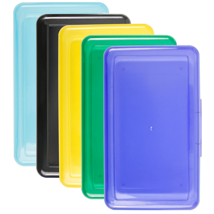 Plastic Pencil Box - Assorted Colors - BagsInBulk.com