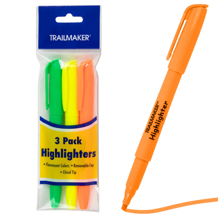 Multicolor Highlighter Pens 3-Pack - BagsInBulk.com