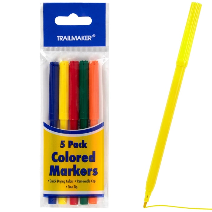 Wholesale Markers 5-pack - Assorted Colors - BagsInBulk.com