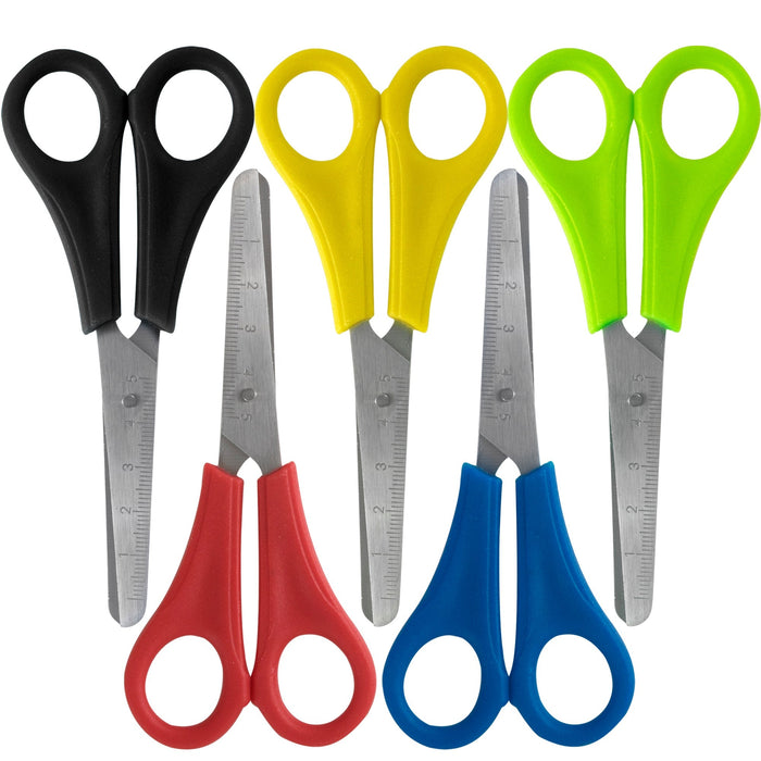 Bulk 5 Inch Kids Safety Scissors - 100 pack - Rounded Cutting Edge -