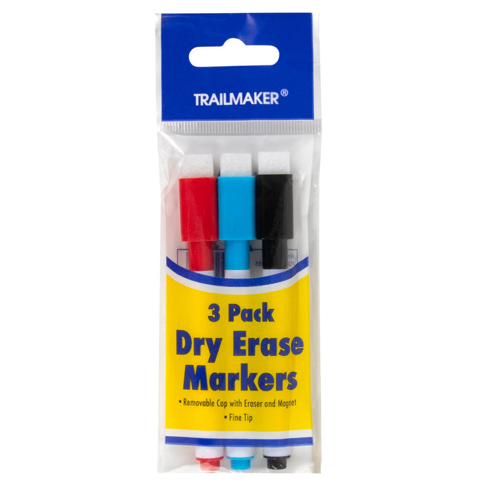 Dry Erase Markers with Eraser Cap - 3 Pack - BagsInBulk.com
