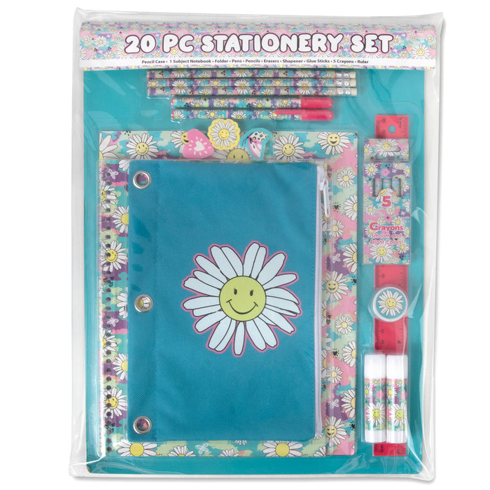 20 Piece Daisy Themed School Supply Kit - BagsInBulk.com