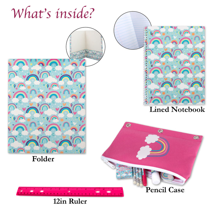 20 Piece Rainbow Themed School Supply Kit - BagsInBulk.com