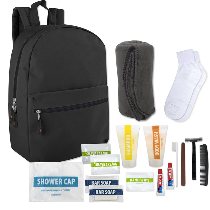 Wholesale Essential Hygiene Kit 15-Piece with Backpack -