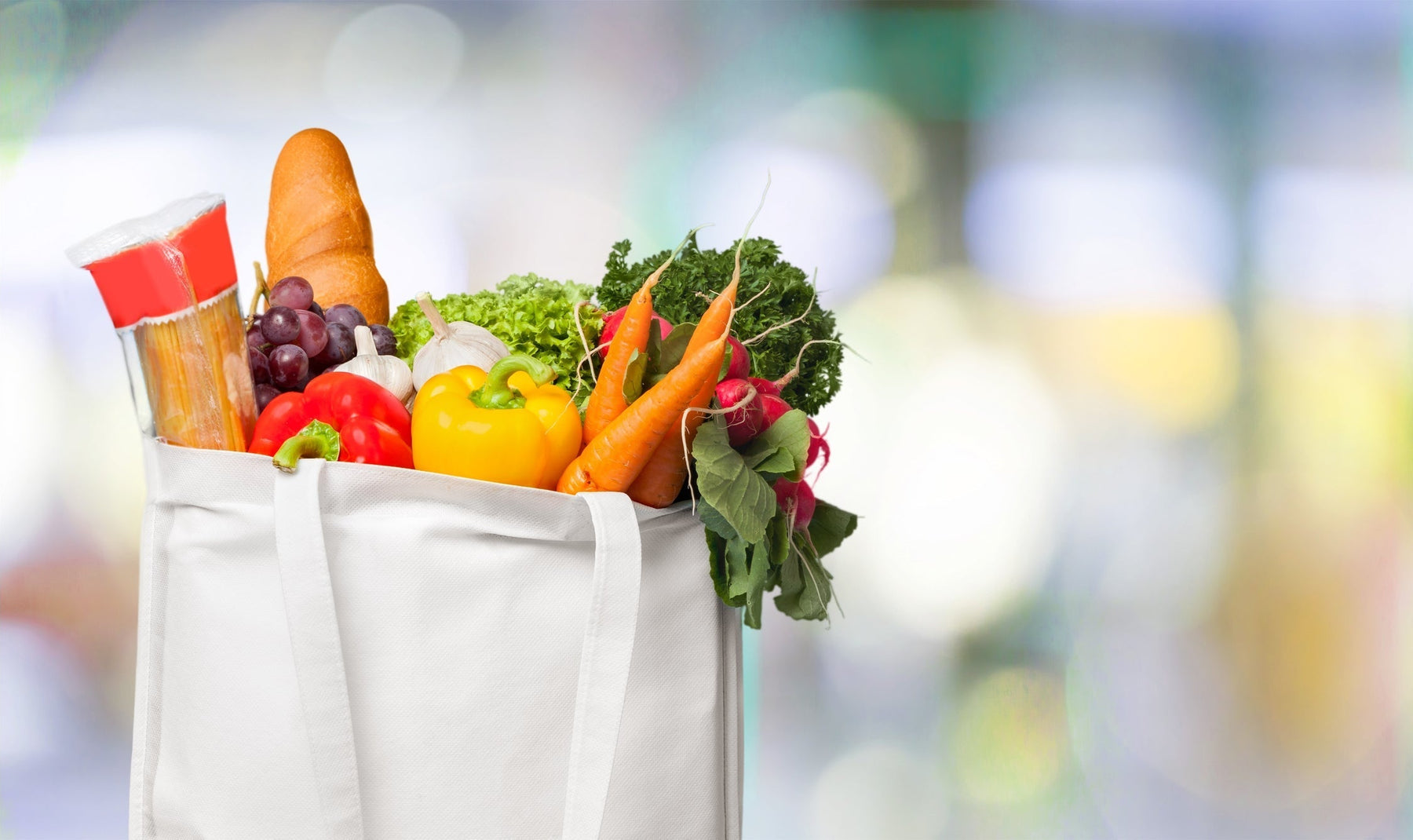 using wholesale tote bag to hold produce 