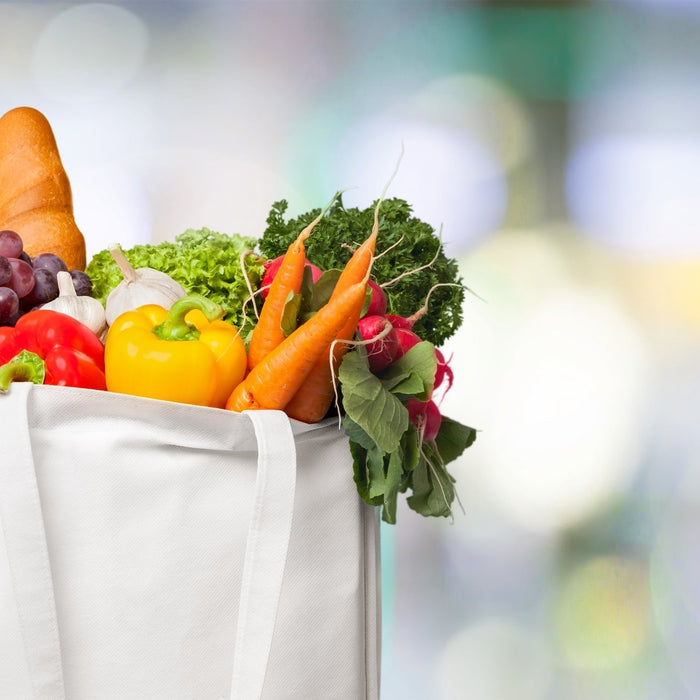 using wholesale tote bag to hold produce 