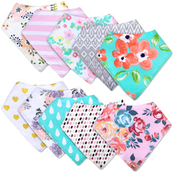 10-Pack Baby Bandana Bibs - Girls - BagsInBulk.com