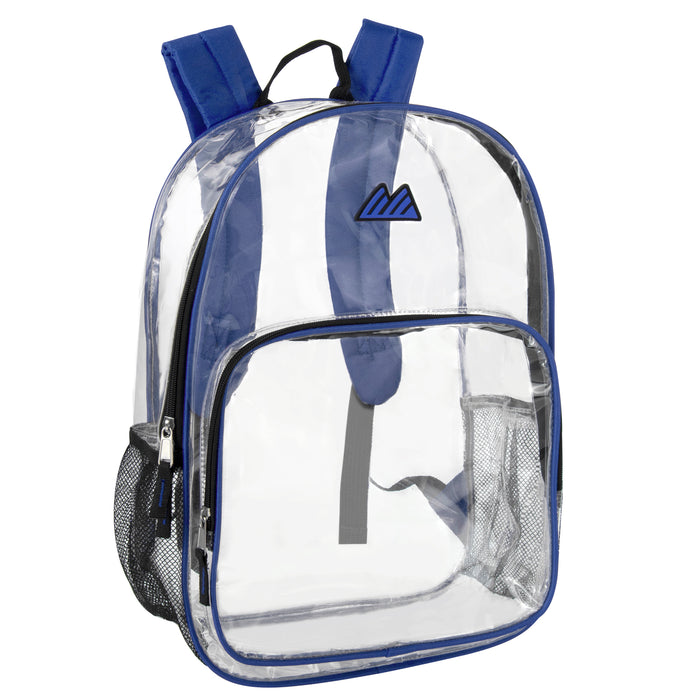 Trailmaker Deluxe Clear Backpacks With Side Pockets, Black, Pack Of 24 Backpacks