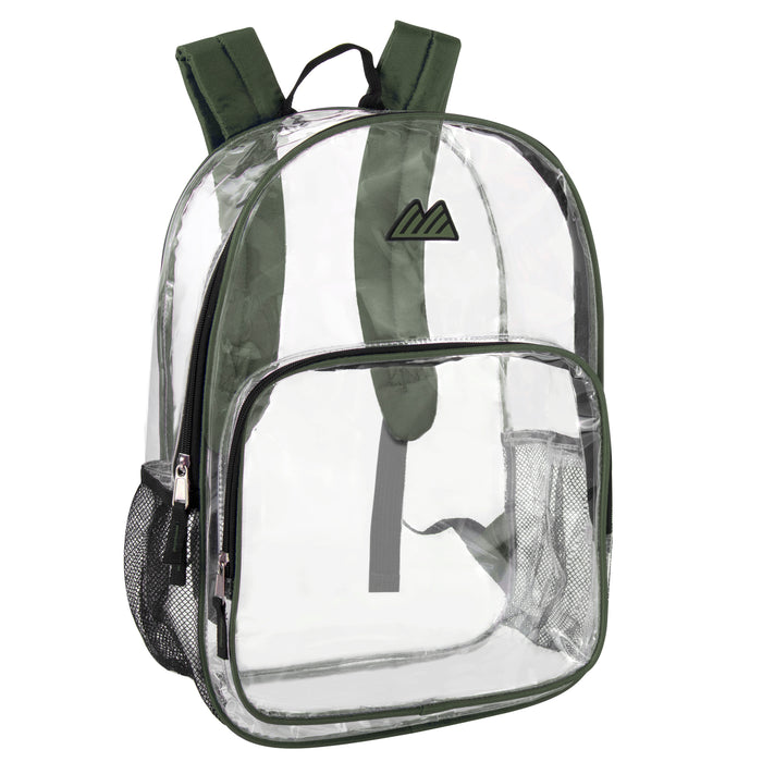 clear mini backpack wholesale 24-pack Bulk 17" Trailmaker Clear Security Backpack — BagsInBulk.com