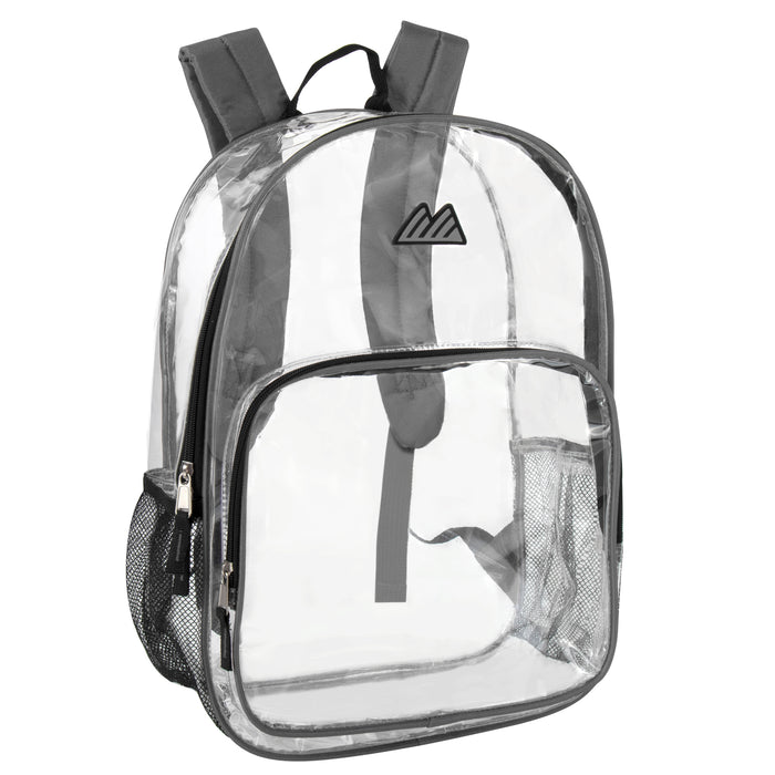clear leather backpack 24-pack Bulk 17" Trailmaker Clear Security Backpack — BagsInBulk.com