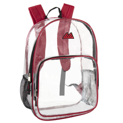 Trailmaker 17 Inch Clear Backpack - Red - BagsInBulk.com