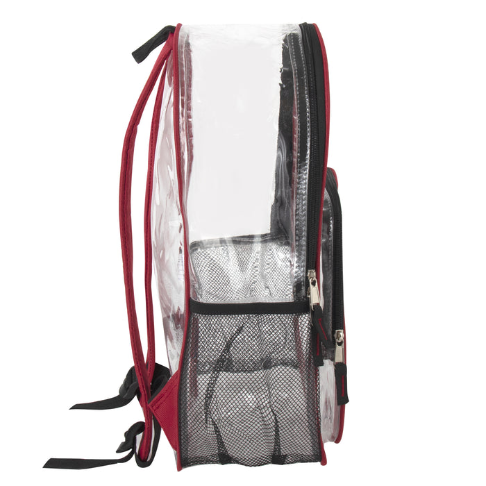 Trailmaker 17 Inch Clear Backpack - Red - BagsInBulk.com