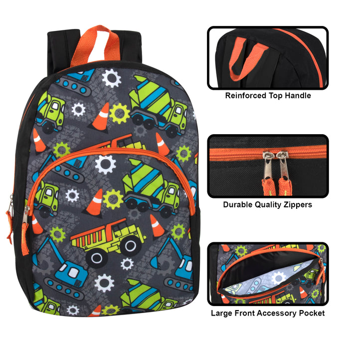 15-Inch Bulk Children's Character Backpack - 8 Colors