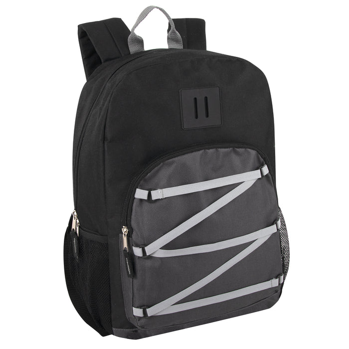 17-Inch Front Bungee Pocket Backpack - 3 Colors - BagsInBulk.com