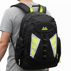 19 Inch Mountain Edge Multi-Pocket Reflective Backpack with Laptop Section - Black