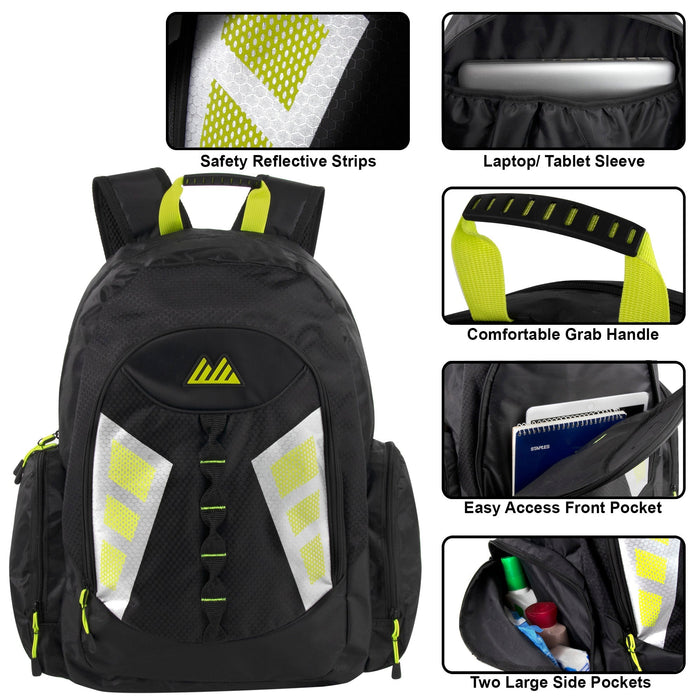 backpacks with large side pockets for laptops 24-pack Bulk 19" Mountain Edge Multi-Pocket Backpack w Laptop Section — BagsInBulk.com