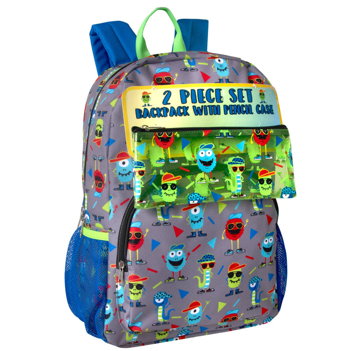 Wholesale 17 Inch Printed Backpack With Pencil Case - BagsInBulk.com