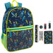 17-Inch Outer Space Themed Backpack with Clear Front Pocket and 8-Piece School Supply Kit