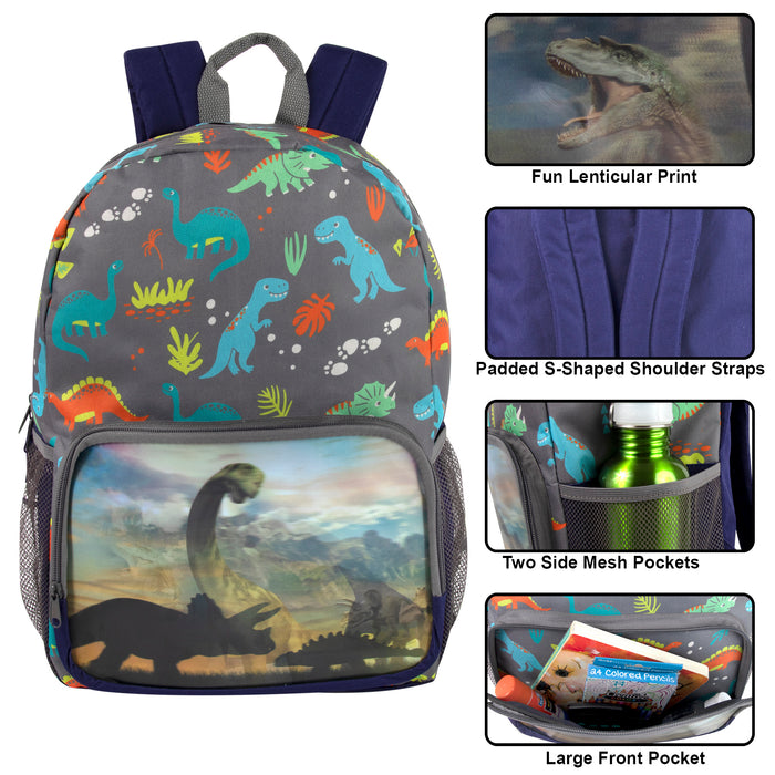 Wholesale 17 Inch Dinosaur Backpack With Side Mesh Pockets - BagsInBulk.com