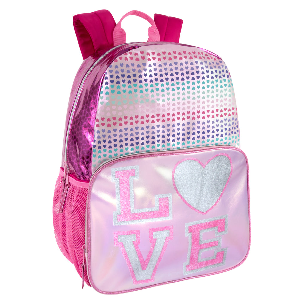 17 Inch Glitter Love Backpack - BagsInBulk.com