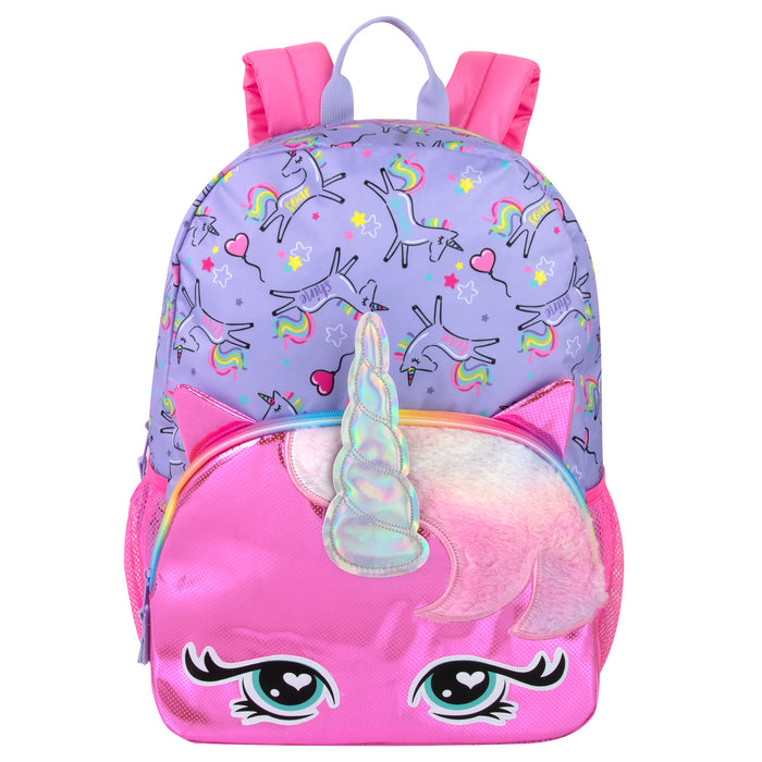 17 Inch Unicorn Head Backpack - Purple - BagsInBulk.com