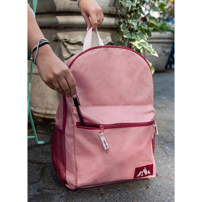 18 Inch Trailmaker Girl's Assorted Colors Backpack with Side Mesh Pocket - 5 Pastel Colors - BagsInBulk.com