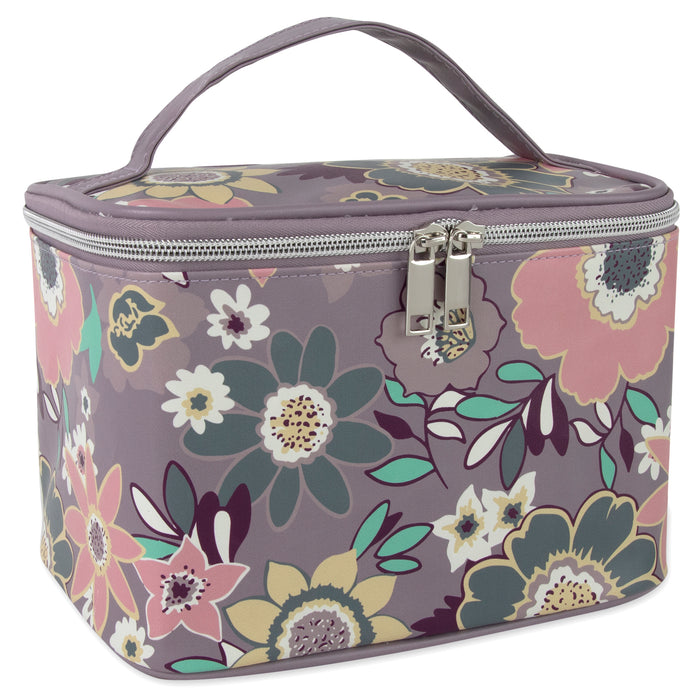Cosmetic Vegan Leather Travel Case - Floral Print - BagsInBulk.com