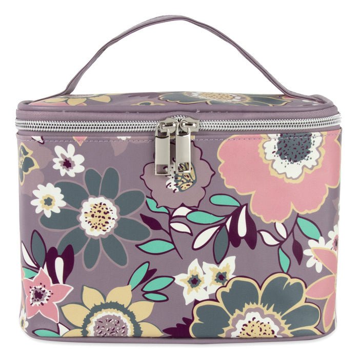Cosmetic Vegan Leather Travel Case - Floral Print - BagsInBulk.com