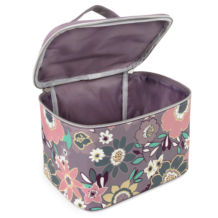 Cosmetic Vegan Leather Travel Case - Floral Print - BagsInBulk.com
