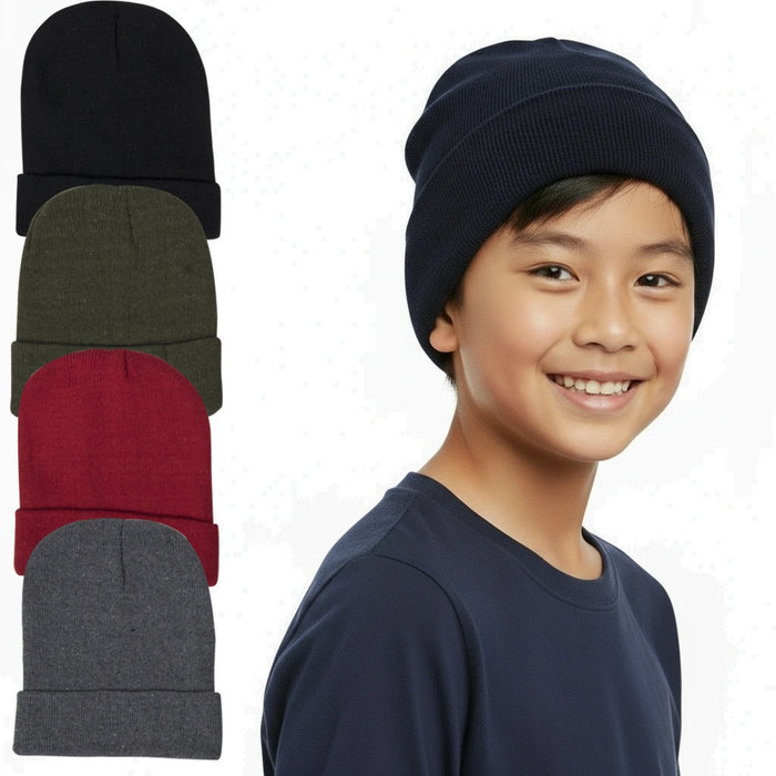 Kids Winter Knit Hat Beanie – 5 Colors - BagsInBulk.com