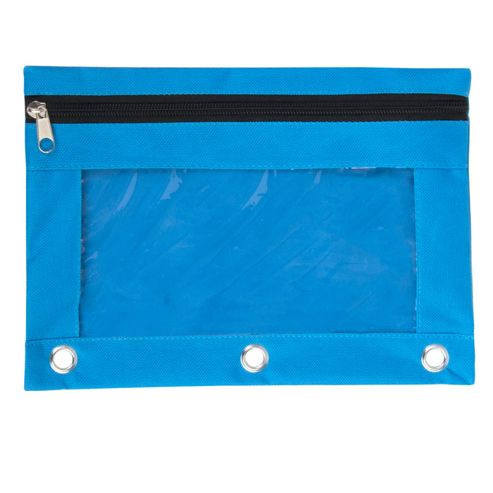 3-Ring Binder Pencil Pouch with Window - 4 Pastel Colors - BagsInBulk.com