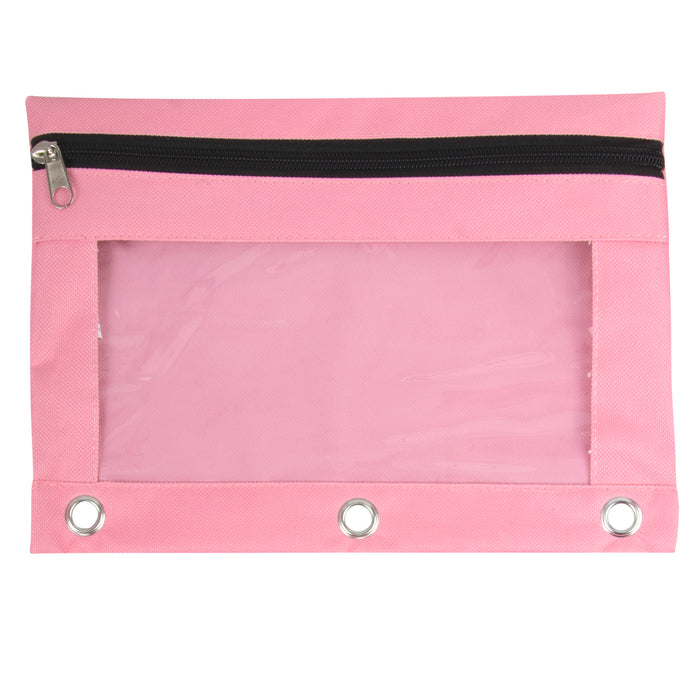 3-Ring Binder Pencil Pouch with Window - 4 Pastel Colors