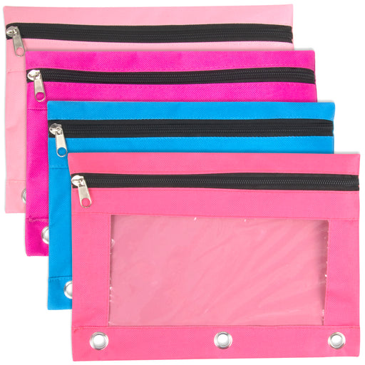 3 Ring Binder Pencil Case with Mesh Pocket - 5 Colors —