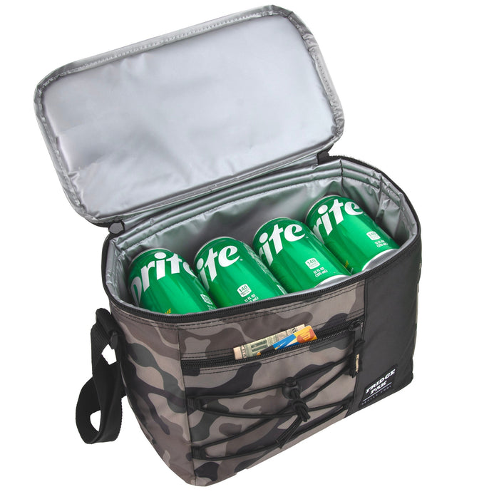 Fridge Pak 12 Can Printed Cooler Bag With Front Zippered Pocket - BagsInBulk.com