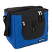 Blue and black Fridge Pak 24-can insulated cooler bag with front zippered pocket and adjustable strap.