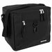 Black Fridge Pak 24-can insulated cooler bag with front zippered pocket, adjustable strap, and PEVA lining.