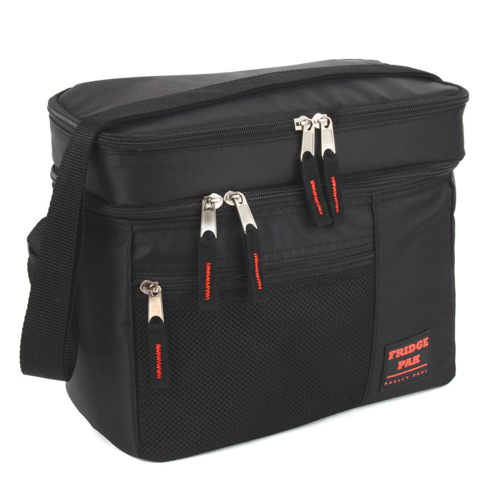 Fridge Pak 12-Can Cooler Bag With Front Mesh Zippered Pocket - 3 Colors