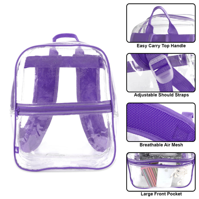 Trailmaker Clear Mini Backpack - Four Color Choices - BagsInBulk.com