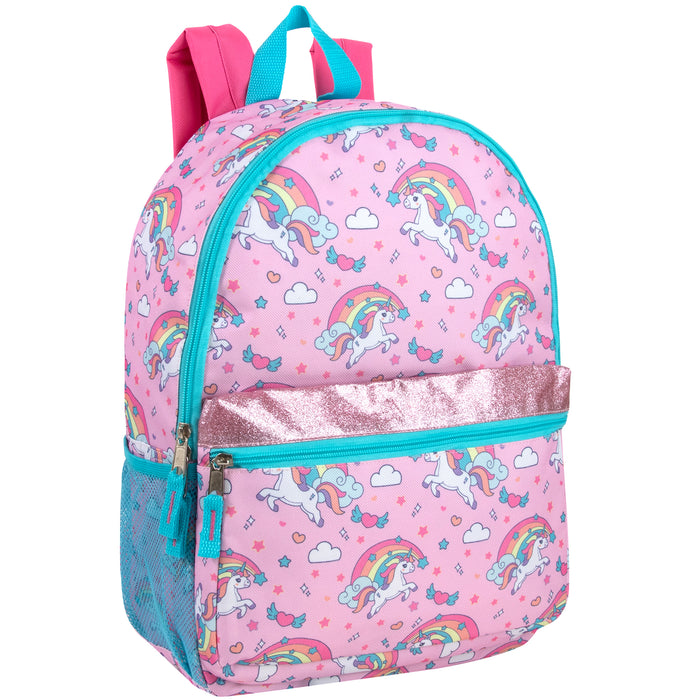 17-inch Printed Backpack w Side Mesh Pockets - BagsInBulk.com